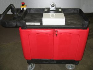 red and black push cart