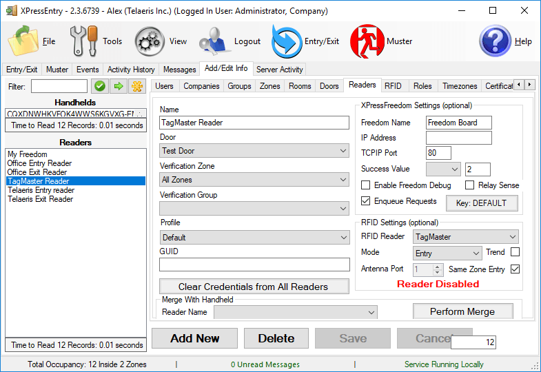 XPressEntry Readers Tab TagMaster