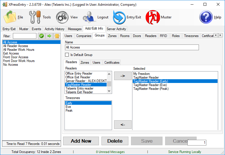 XPressEntry TagMaster Group Setup