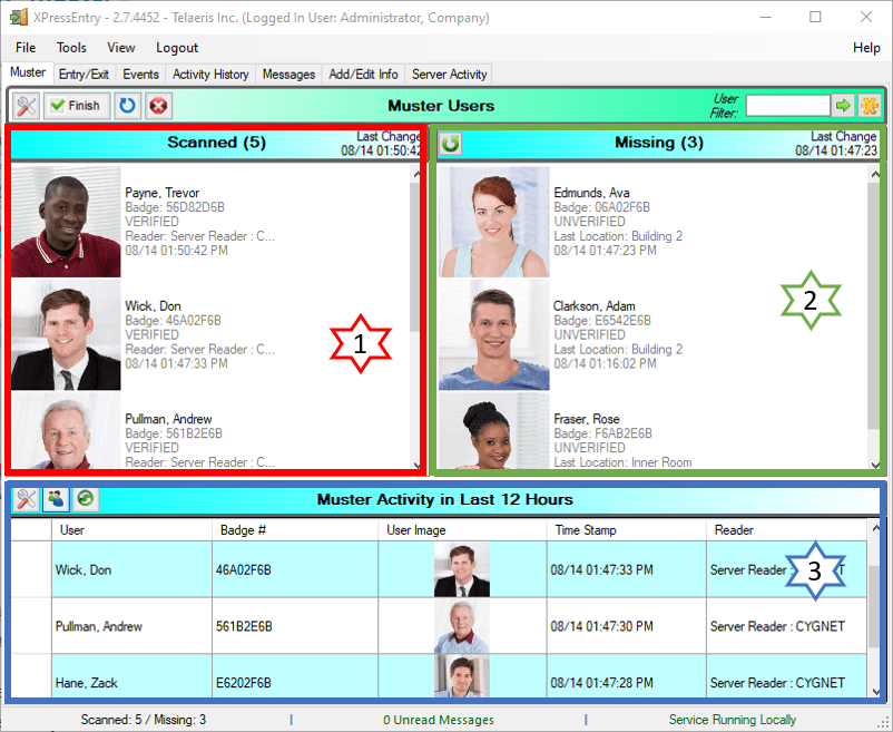 xpressentry muster page