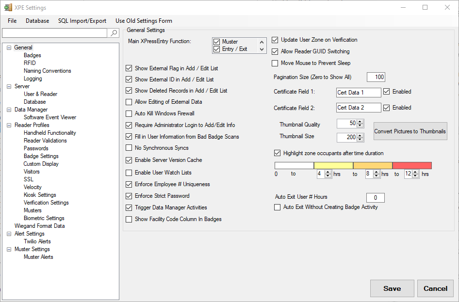 xpressentry settings