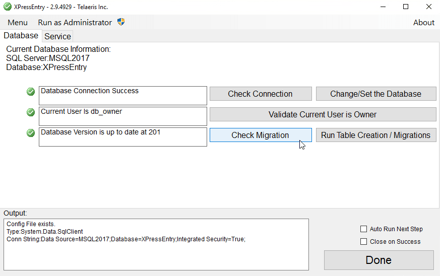 xpressentry check migration