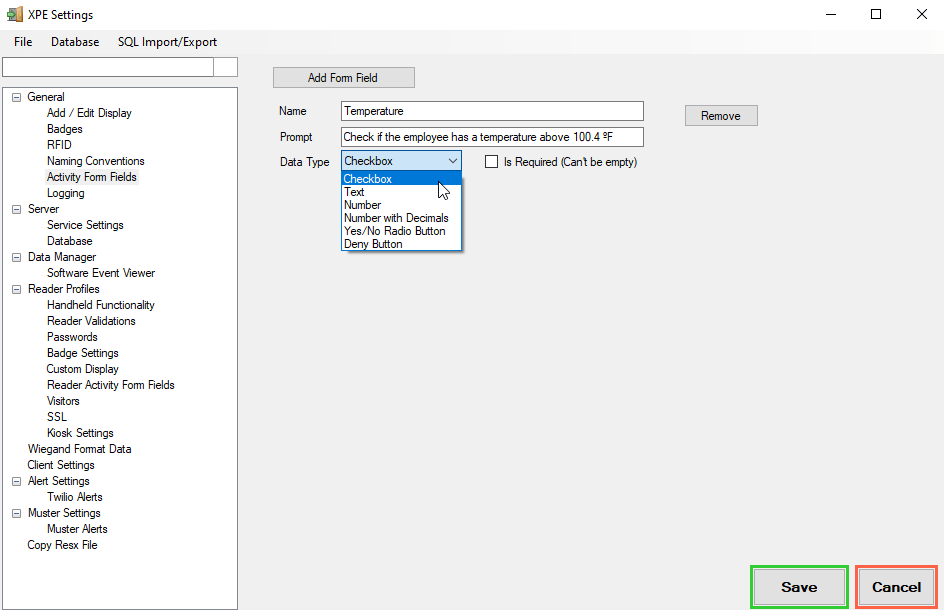 Activity Form Field Setting 1