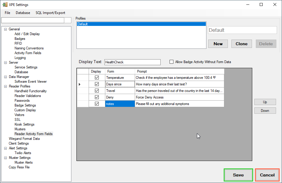 Reader Activity Form Field