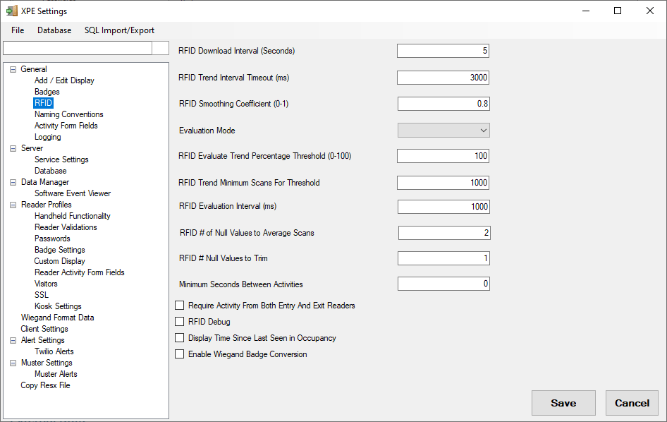 RFID Settings