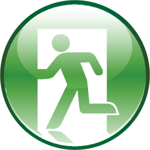 green emergency exit circle