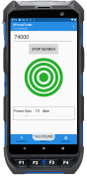 a handheld device with a green target on the screen