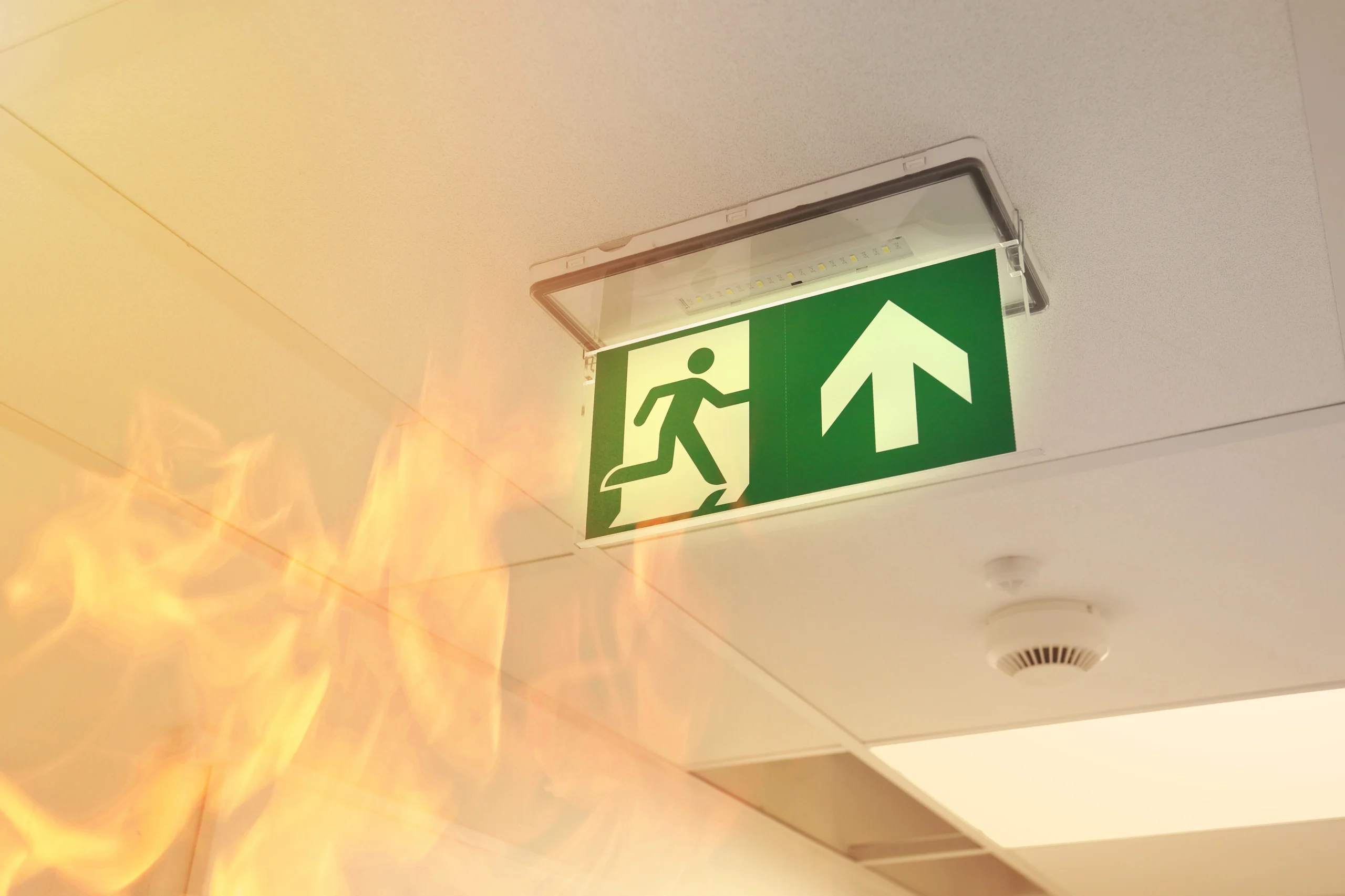 evacuation sign in a fire